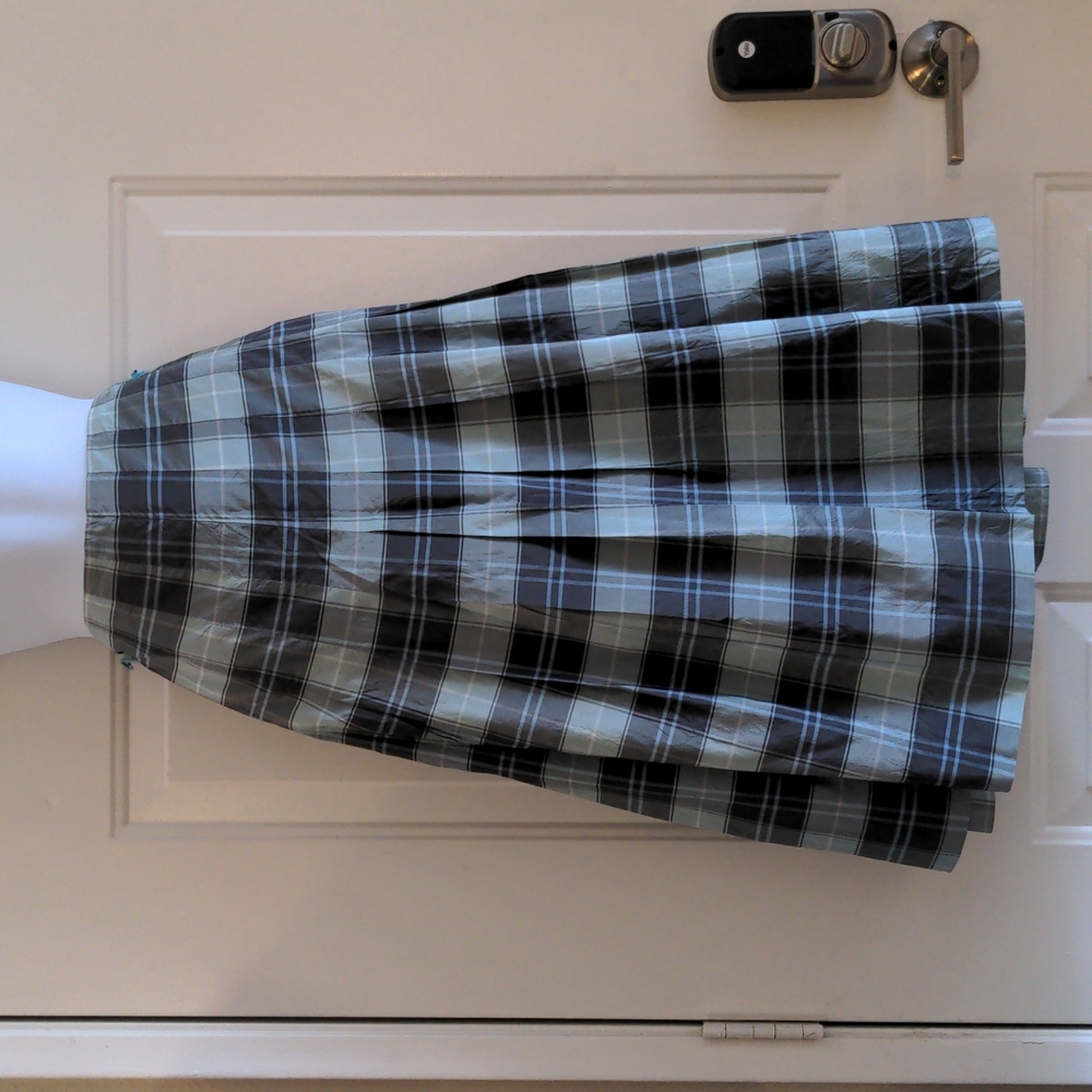 J Peterman silk pleated plaid midi skirt plus size 22
